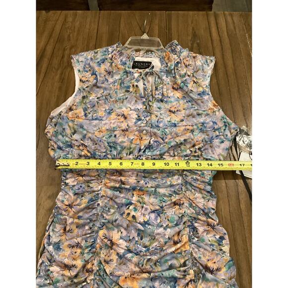 Laundry by Shelli Segal Rushed Bodycon Sleeveless Mini Dress Floral 14 NWT - Picture 6 of 10